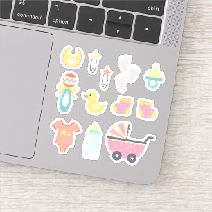 Adesivo É um Chá de fraldas Rosa Menina