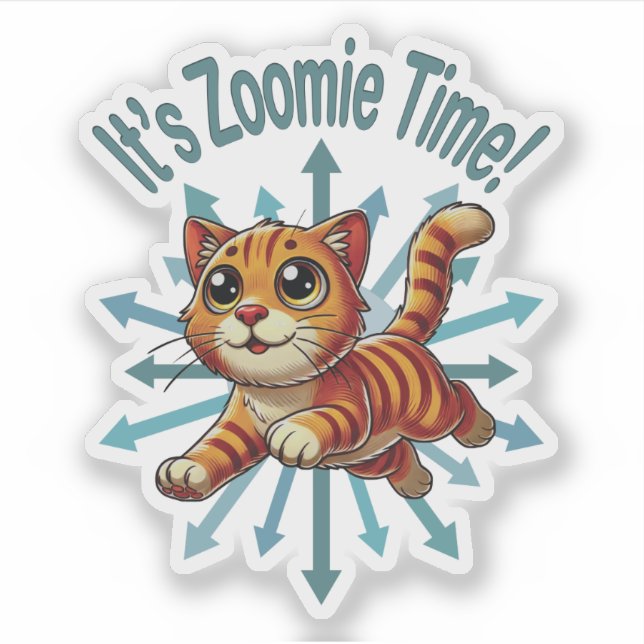 Adesivo É Zoomie Time Orange Tabby Cat (Frente)