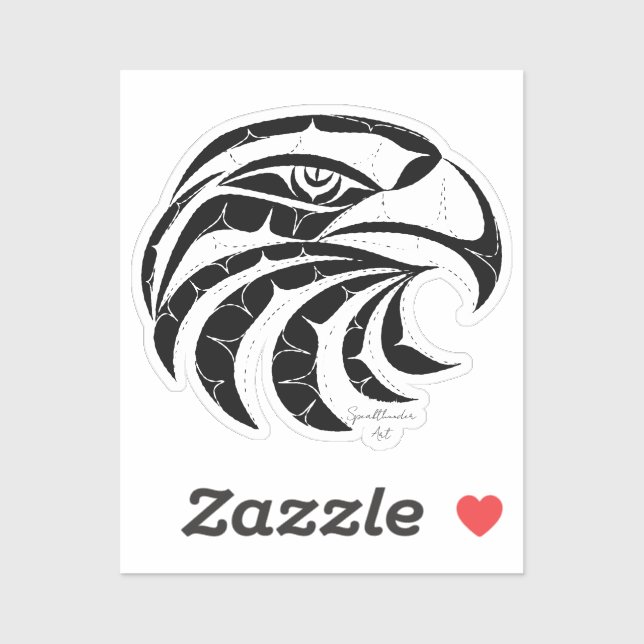 Adesivo Eagle clean cut portrait Native American art (Folha)