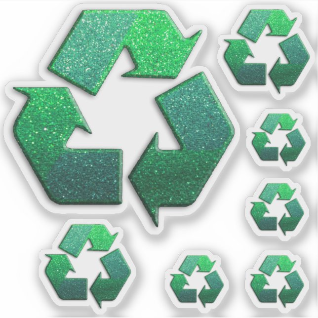 Adesivo Earth Climate Change Green Glitter Recycle Symbol (Frente)