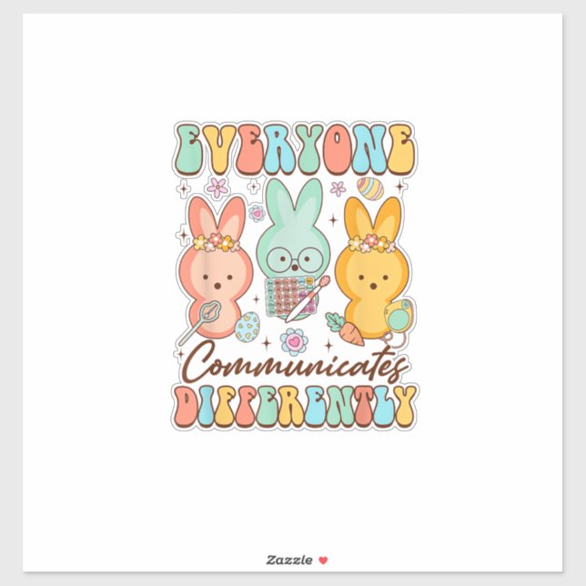 Adesivo Easter Speech Therapy SLP Everyone Communicates Di (Folha)