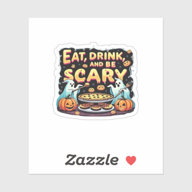 Adesivo Eat Drink And Be Scary Spooky Bakery Halloween Coo (Folha)