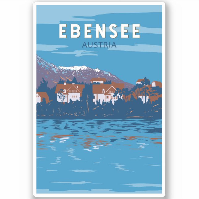 Adesivo Ebensee Austria Viagem Art Vintage (Frente)