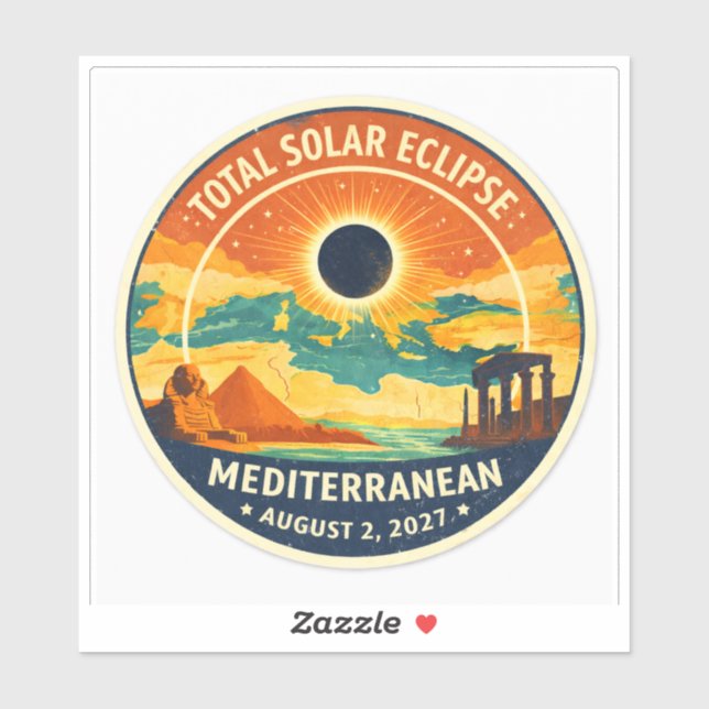 Adesivo Eclipse Solar Mediterrâneo de 2027 (Folha)