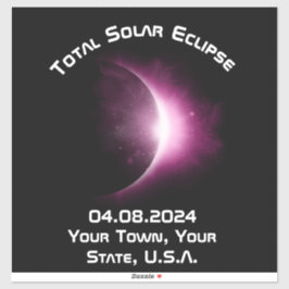 Adesivo Eclipse Solar Total de Souvenir 2024 Personalizado