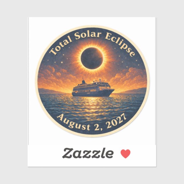 Adesivo Eclipse Total do Sol 2 de agosto de 2027 navio cru (Folha)