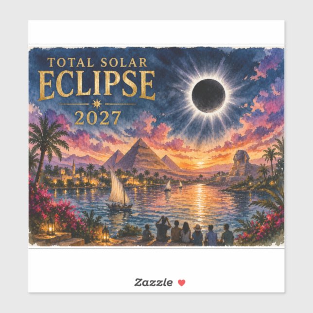 Adesivo Eclipse Total Solar 2027 Egito (Folha)