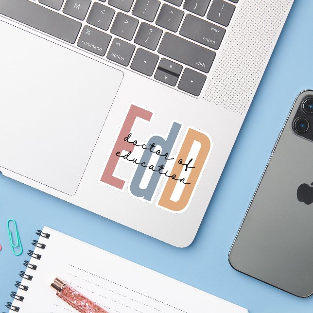 Adesivo EdD Doutorado Em Educação (Notebook com iPhone)