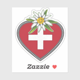 Adesivo Edelweiss Heart Swiss Flag Die Cut Sticker