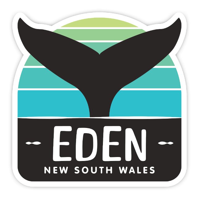 Adesivo Eden, New South Wales, Australia Sticker (Eden New South Wales Australia retro whale tail sticker)