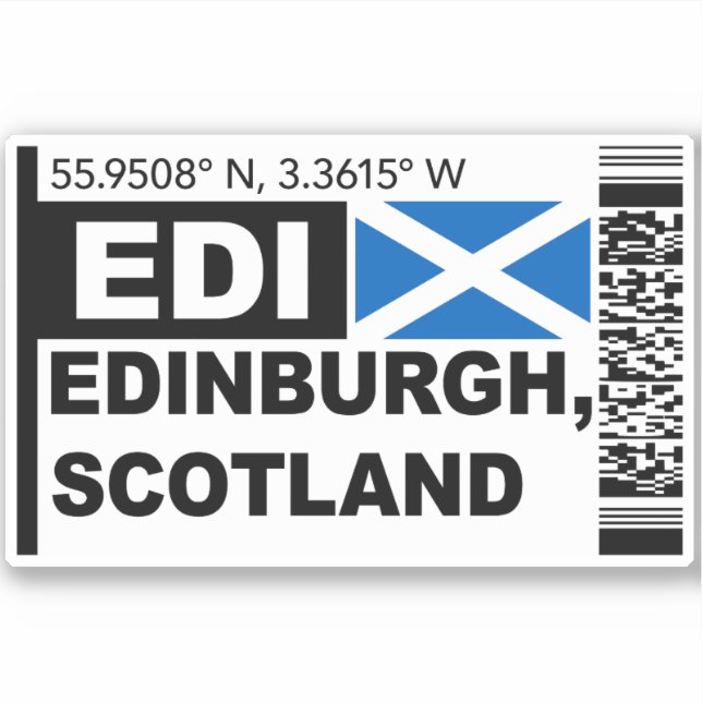 Adesivo EDI Edinburgh Boarding Pass - Scotland Travel (Frente)