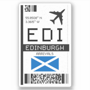 Adesivo EDI Edinburgh, Scotland Airport Boembarque Pass -