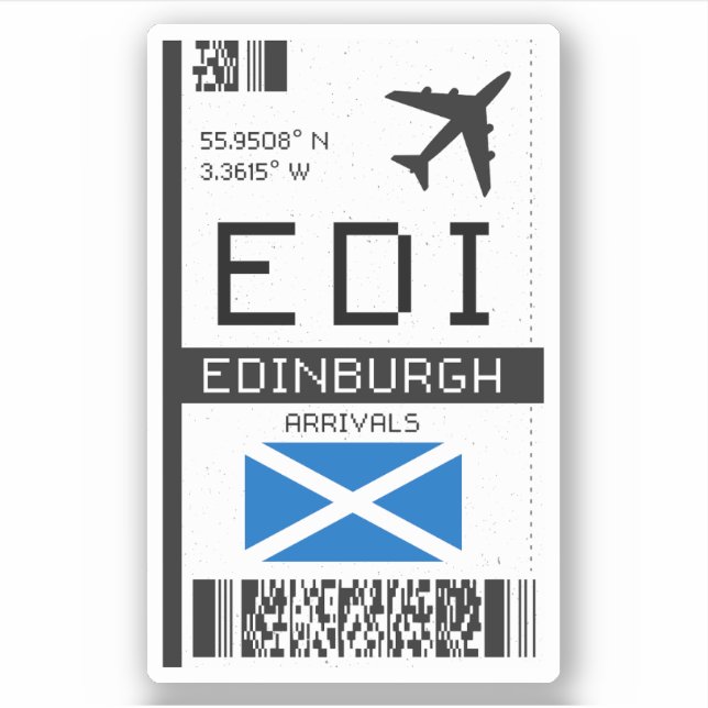 Adesivo EDI Edinburgh, Scotland Airport Boembarque Pass -  (Frente)