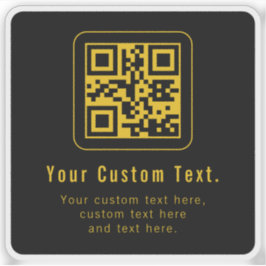 Adesivo Editable QR Code & Text Template | Black & Gold