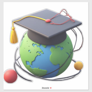 Adesivo Educação Global e Graduação: Mundo com Boina