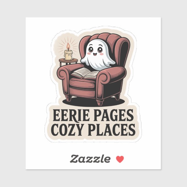 Adesivo Eerie Pages Cozy Places - livro fantasma (Folha)