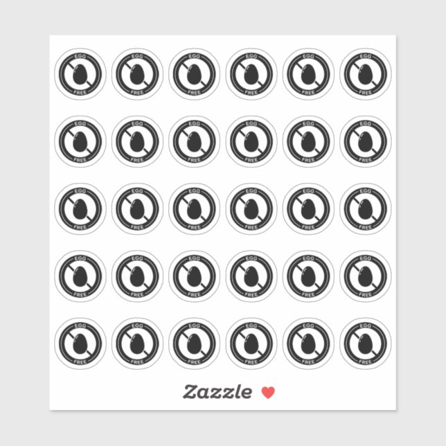 Adesivo Egg Free Wedding Place Card Mini Food Allergy (Folha)