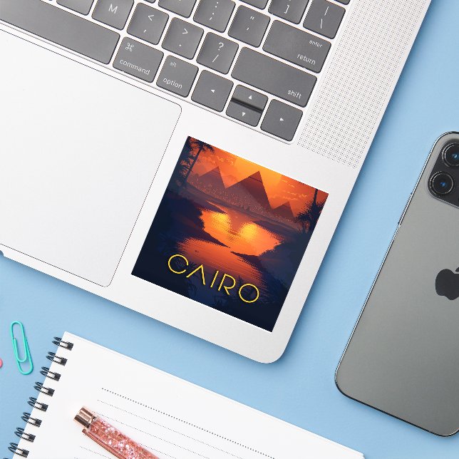 Adesivo Egito: Pirâmides e Rio Nilo (Notebook com iPhone)