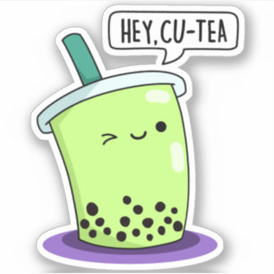 Adesivo Ei Cu-Tea Cute Boba Tea Pun Sticker