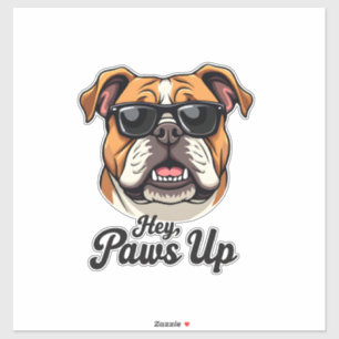 Adesivo Ei Patas para Cima Bulldog Vintage com Óculos de S