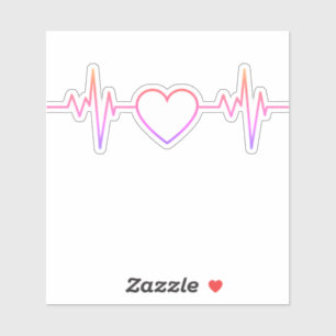 Adesivo EKG de batimento cardíaco rosa