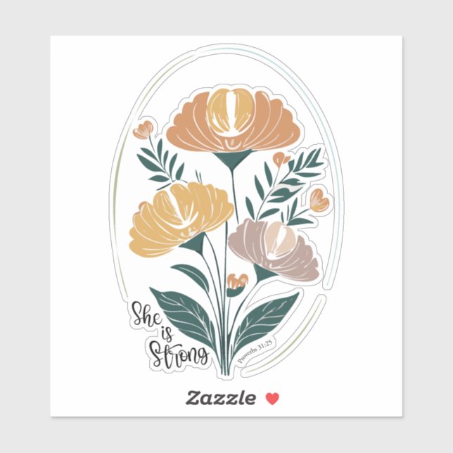 Adesivo Ela é forte Psalm Boho Christian Inspirational T (Folha)