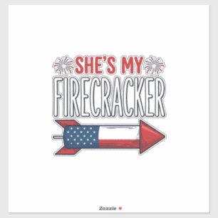 Adesivo Ela é Meu Fogos de Artifício Casal Patriótico Desi