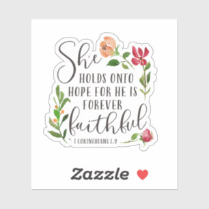 Adesivo Ela segura o Bíblia Verse Floral Sticker