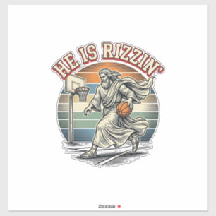Adesivo Ele É Camiseta Religiosa de Basquete Vintage Rizzi