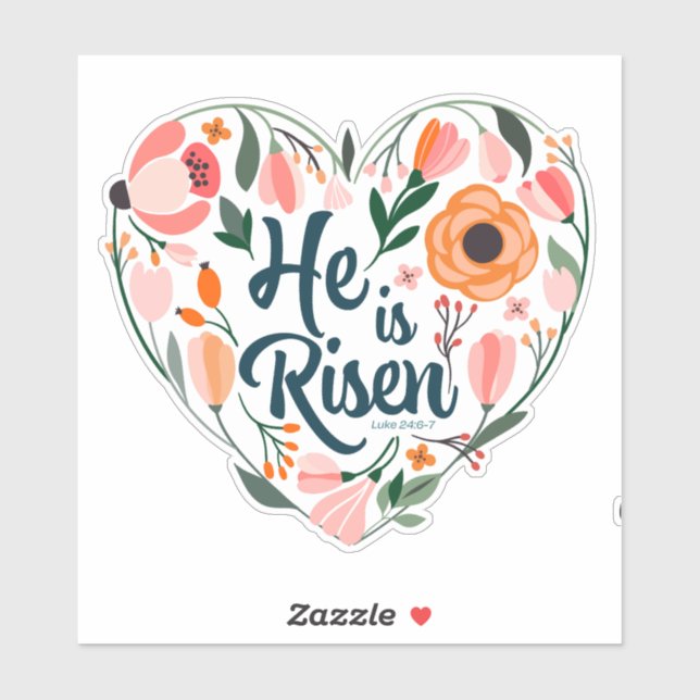 Adesivo Ele é Risen Boho Christian Heart Motif Inspiração (Folha)