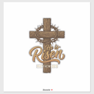 Adesivo Ele Ressuscitou Cruz Coroa de Espinhos Camiseta Cr