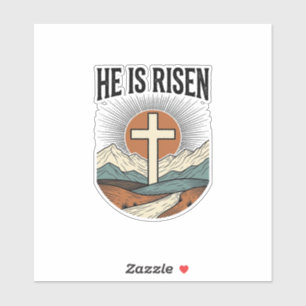 Adesivo Ele Ressuscitou Cruz Nascer do Sol Camisa Cristã d