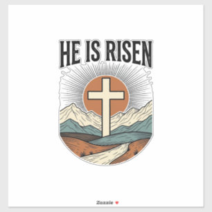 Adesivo Ele Ressuscitou Cruz Nascer do Sol Camiseta Páscoa