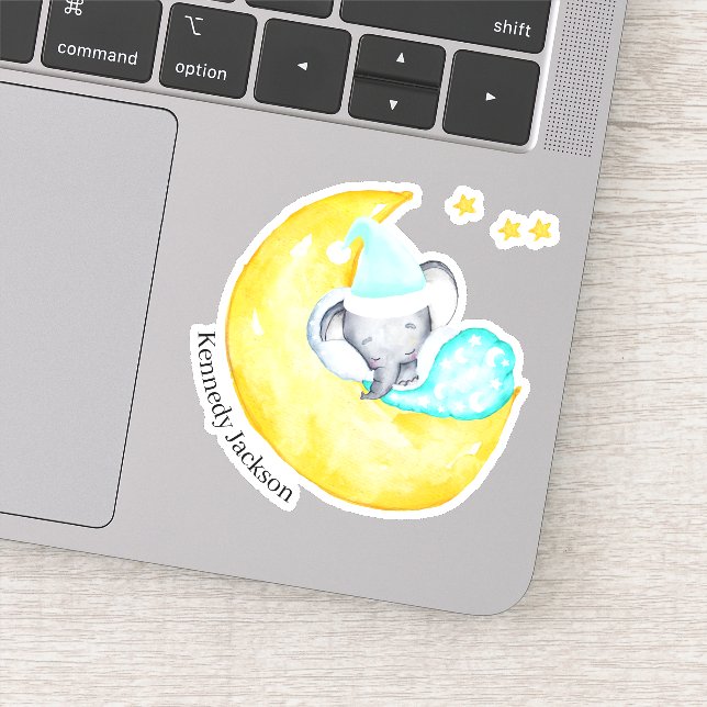 Adesivo Elefante Bestial Dormindo no Vinil da Lua (Detalhe)