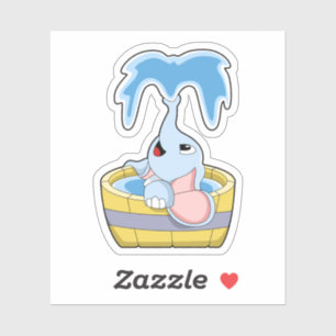Adesivo Elefante com cheio de Banheira de Água