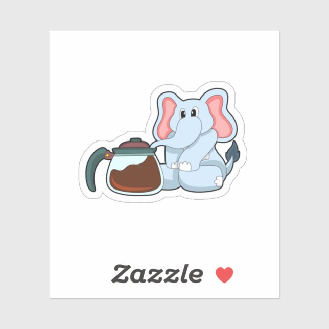 Adesivo Elefante com pote de café (Folha)