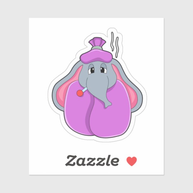 Adesivo Elefante com termômetro de febre (Folha)