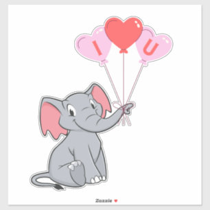Adesivo Elefante de Cubo do dia de os namorados