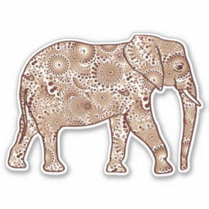 Adesivo Elefante de espiral frontal, marrom e taupe