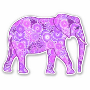 Adesivo Elefante de espiral frontal, roxo e orquídea