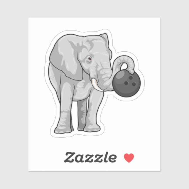 Adesivo Elefante em Boliches com Bola de boliche (Folha)