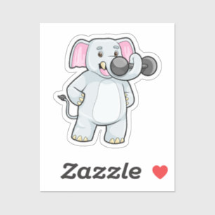 Adesivo Elefante em Strenght treinando Dumbbell