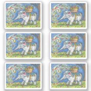 ADESIVO ELEFANTE ENGRAÇADO QUE FUGA AS LICENÇAS DE OUTONO 