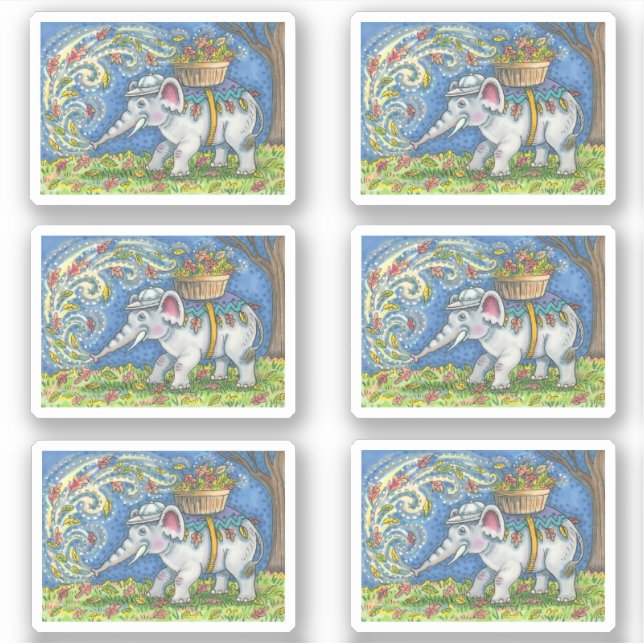 ADESIVO ELEFANTE ENGRAÇADO QUE FUGA AS LICENÇAS DE OUTONO  (Frente)