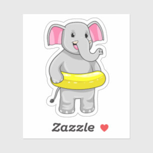 Adesivo Elefante Nadando com Lifebuoy