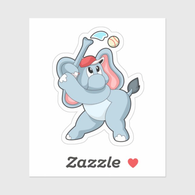 Adesivo Elefante no Baseball (Folha)