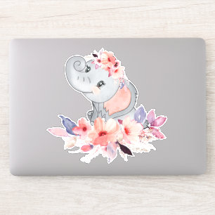 Adesivo Elefante Para Bebês Em Flores