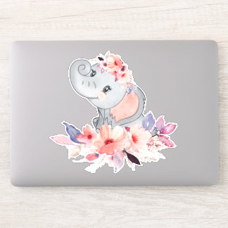 Adesivo Elefante Para Bebês Em Flores