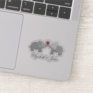 Adesivo Elefantes Adoráveis Apaixonados - Personalizado