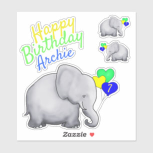 Adesivo Elefantes personalizados do aniversário das